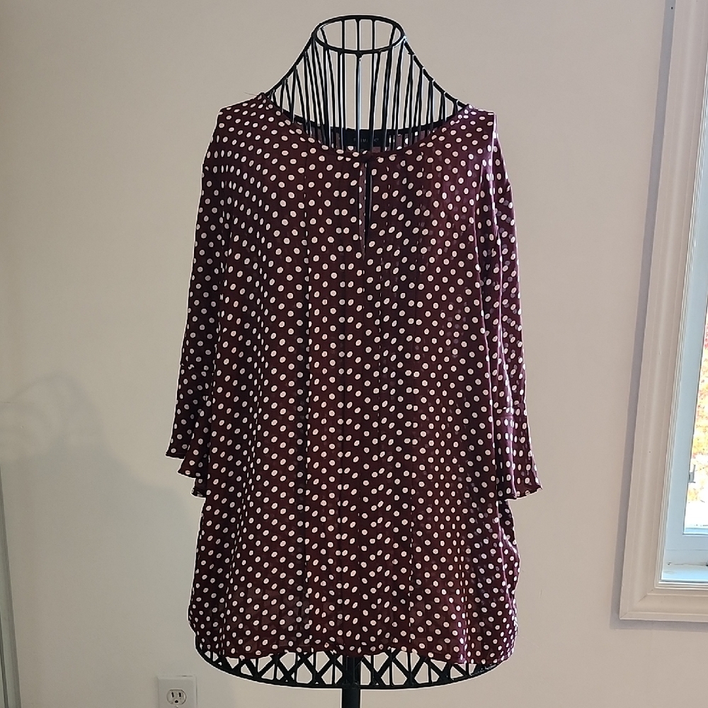 H&M Burgundy Polka Dot Blouse